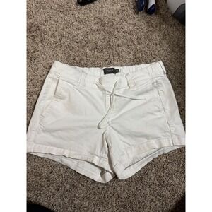Torrid White Twill Shorts Womens Plus Size 00 Elastic Waist Drawstring Summer